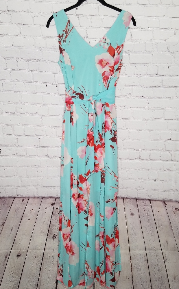 est 1946 Dress Maxi Carwash Hem Floral Vneck Vaca Wedding Garden Party Size 4